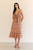 Beige Rust Floral Midi Dress