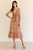 Beige Rust Floral Midi Dress