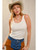 White Tank Burnt Orange Neck Stitching