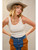 White Tank Burnt Orange Neck Stitching