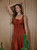 Rust Front Tie Shirred Waist Midi Dress