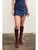 Gold Button Side Slit Denim Skort