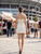 Cream Trimmed Mini Dress