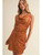 Burnt Orange Side Ruched Dress