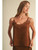 Brown Lace Trim Suede Cami