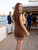 Mocha Cord Trim Mini Dress