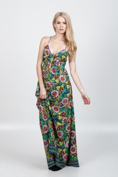 Floral Print Maxi Dress | Open Back Maxi Dress