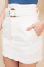 white denim mini