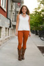 burnt orange skinny jeans