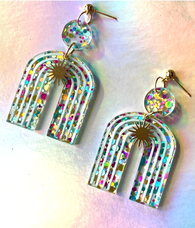 Glitter Rainbow Confetti Acrylic Earrings