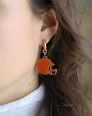 Football Helmut Burnt Orange Drop Earrings