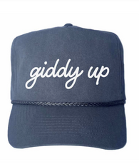 Stone Washed Giddy Up Canvas Trucker (Navy)