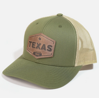 Texas Leather Patch Mesh Trucker (Olive)