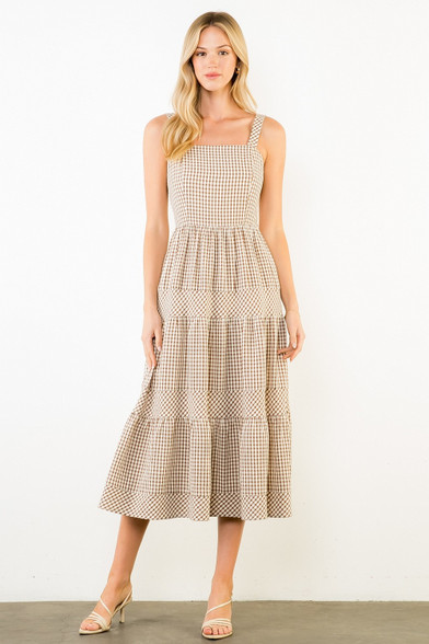 beige gingham dress Pia (tan gingham) 9Y while a back zipper closure ensures a secure fit. Tuckernuck Mocha Gingham Sierra Dress