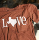 burnt orange Texas love tee