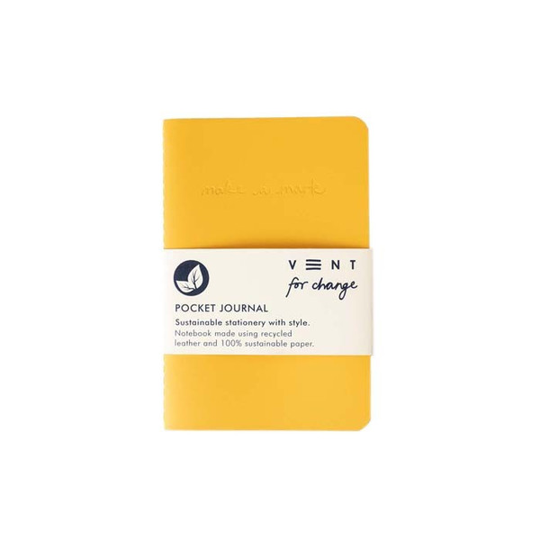 'Make a Mark' Recycled Leather Pocket Journal - Yellow