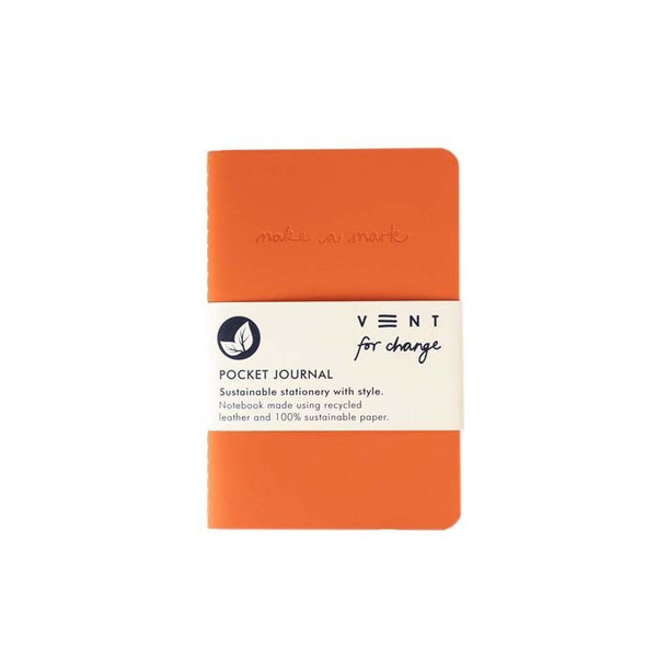 'Make a Mark' Recycled Leather Lined Pocket Journal - Orange