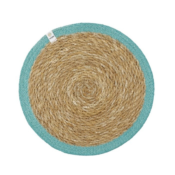Seagrass & Jute Tablemat - Turquoise