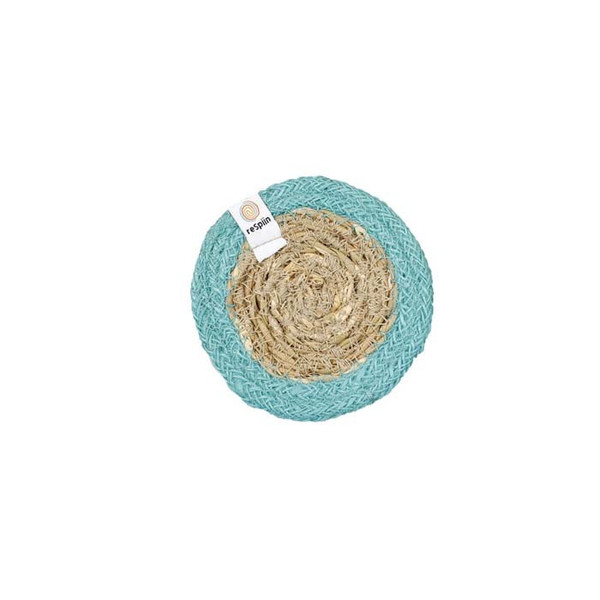 Seagrass & Jute Coaster - Natural/Turquoise