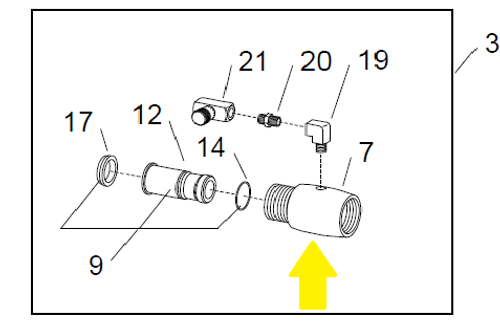 Item Location on WetBlast Flex Nozzle Adaptor Injector Assembly Item Location on WetBlast Flex Nozzle Adaptor Injector Assembly