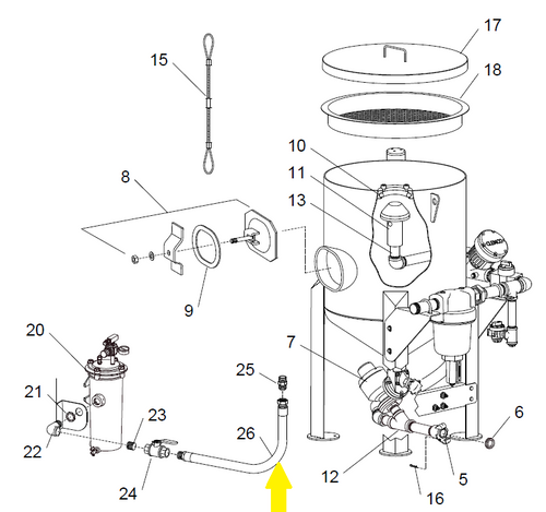 Item Location on WetBlast Flex Blast Pot