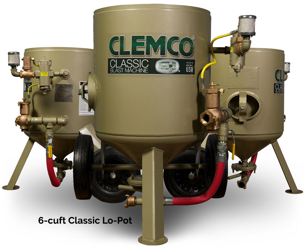 6 cuft Classic Lo-Pot Abrasive Blast Machine | 180&deg; view- right, front, and left sides