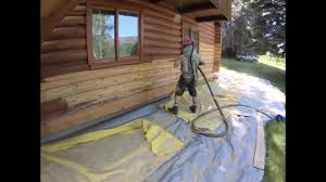 Apollo 600 Supplied-Air Respirator and Supa Blast Hose outside a log home.