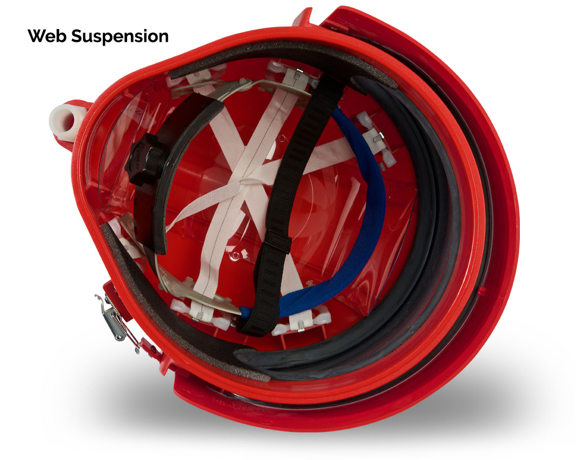 a red helmet with an inner strap