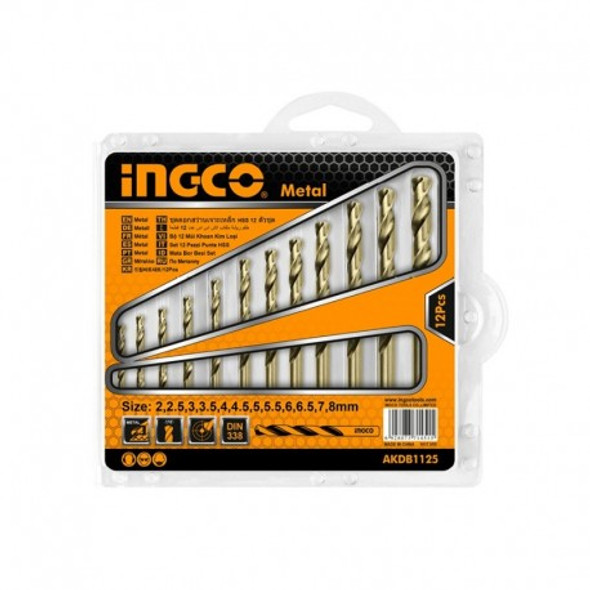 Ingco 12PCS HSS twist drill bits set - AKDB1125