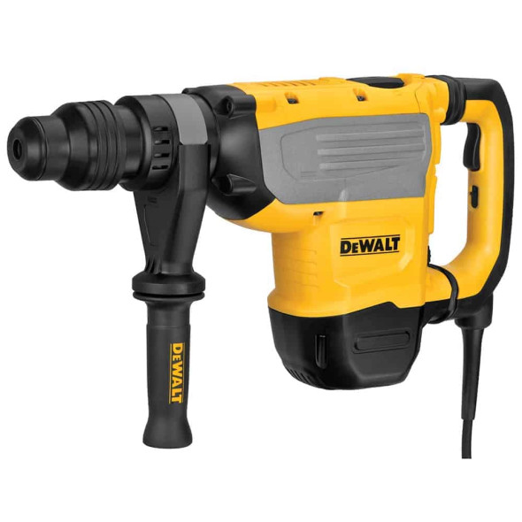 DEWALT D25733K-B5 1600W 48mm SDS-MAX combination hammer featuring an anti-rotation E-Clutch system, SHOCKS active vibration control handles, and variable speed dial.