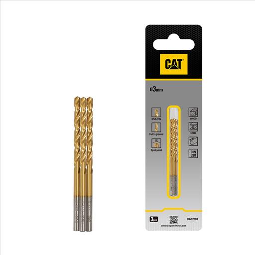 CAT DA02003 3x61mm Titanium Coated HSS Drill Bit
