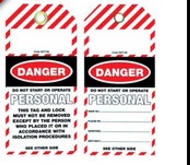 Lockout Tag Tear Proof Double Sided TDT109TP - Danger Do Not Start Or Operate Personal علامات السلامة [[product_type]]