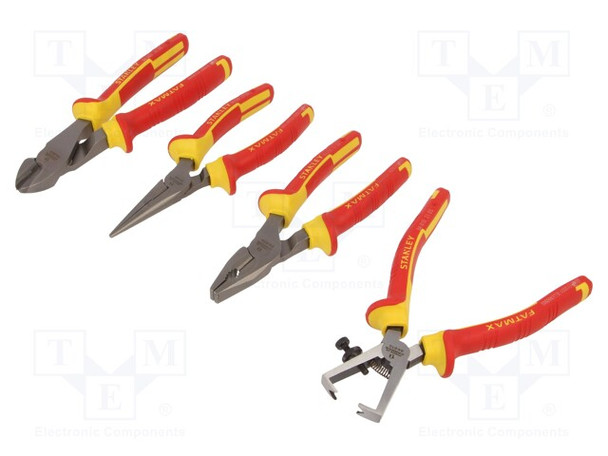 STANLEY Comb. pliers- 165 mm/Half rd long nose - 160 mm/Diag. wire cutting- 175 mm/Wire stripper- 170 mm Pliers 4-84-489