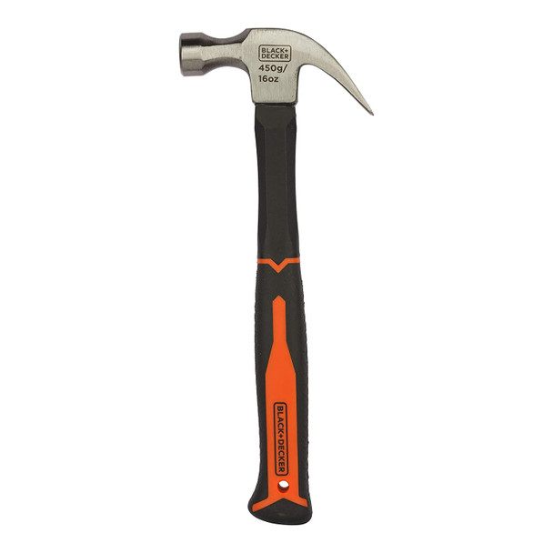 Black & Decker 16oz / 450g Fiberglass Handle Claw Hammer BDHT51396