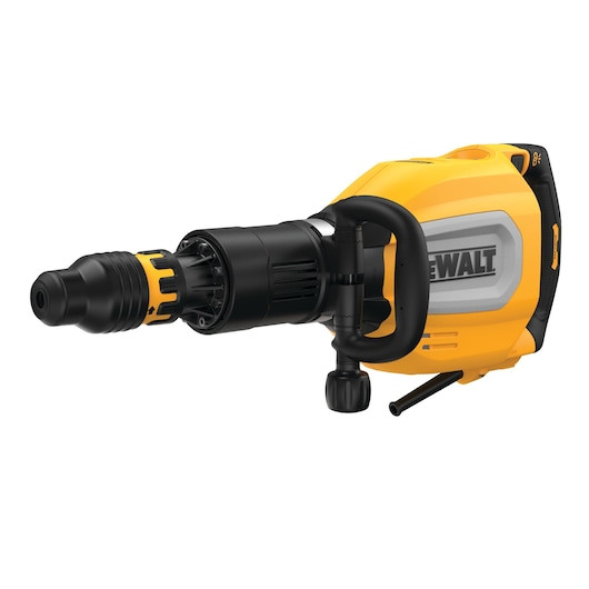 DEWALT D25911K-GB 1700W 12kg demolition hammer featuring an SDS-MAX tool holder, SHOCKS™ active vibration control handles, and a slim, ergonomic design, shown in a heavy-duty carrying case.