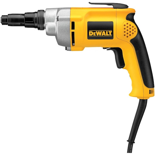 DEWALT DW268-B5 540W electric screwdriver featuring the Versa-Clutch™ adjustable torque system, a 1/4" hex tool holder, and a large variable speed trigger with an integrated belt clip.