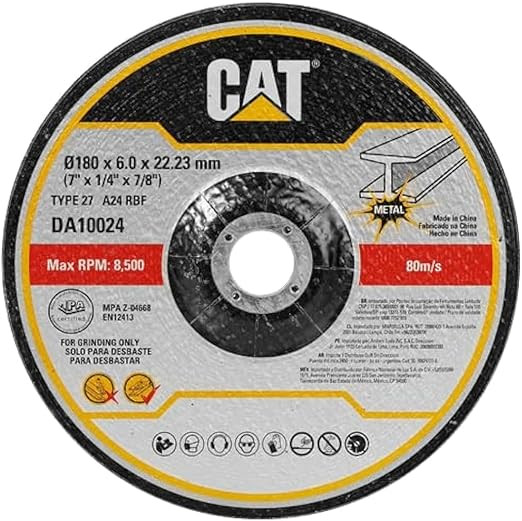 CAT DA10024 180mm Thick Grinding Disc 6.0mm 8500 RPM
