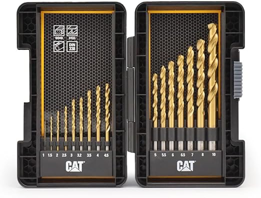 CAT DA02901 16 Piece Titanium Coated HSS Drill Bit Set
