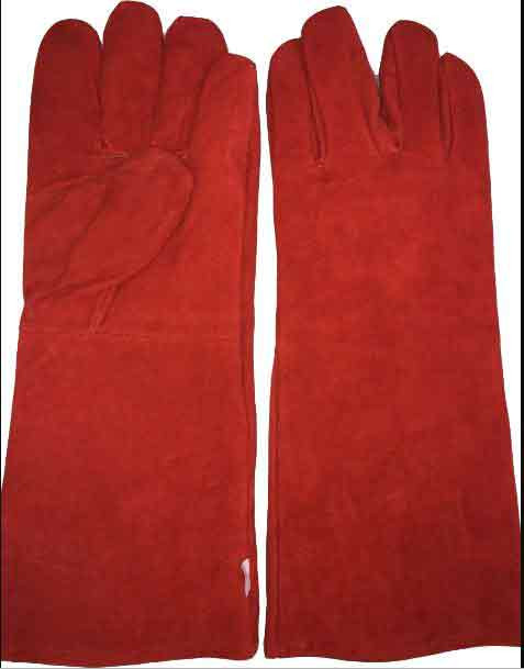 Red Welding Gloves long with piping (Heavy Duty) - industrialtool.shop