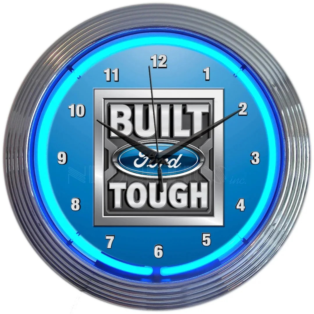 Neonetics 15-Inch Built Ford Tough Neon Clock - Thumbnail 2