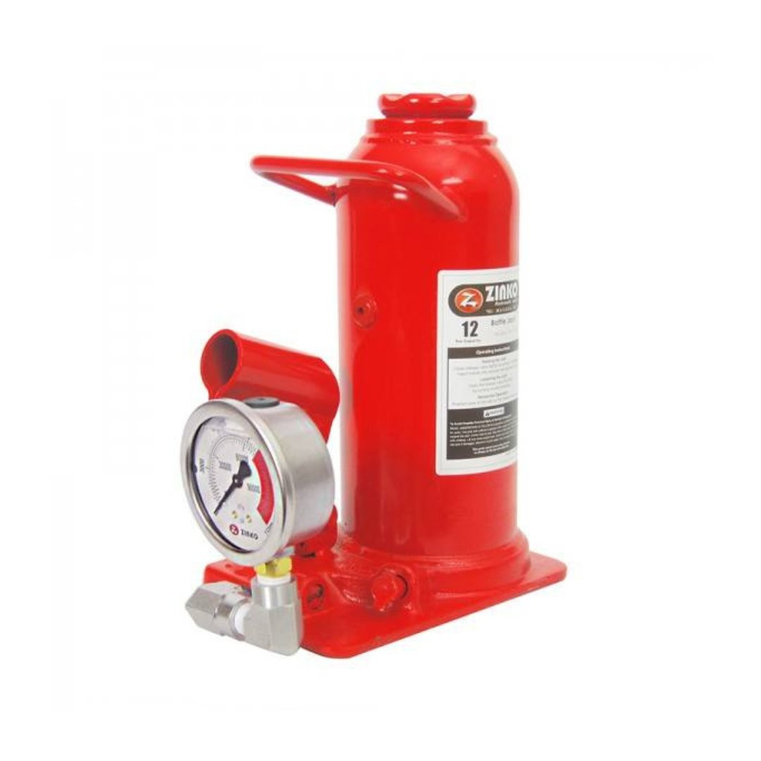 Zinko ZN-12PG 12 Ton Standard Bottle Jack With Pressure Gauge