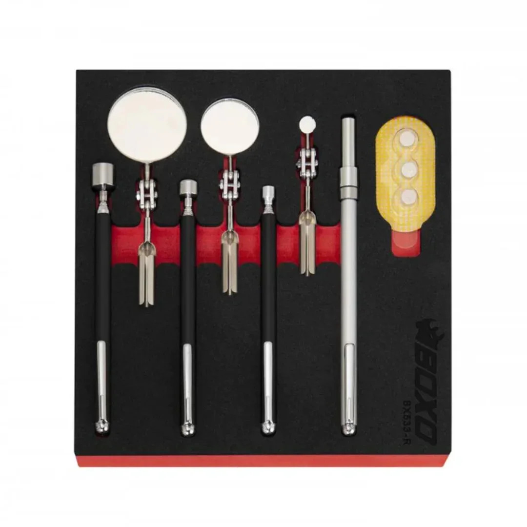 Boxo BX533-R 7-Piece Pickup & Mirror Tool Set with Telescoping LED