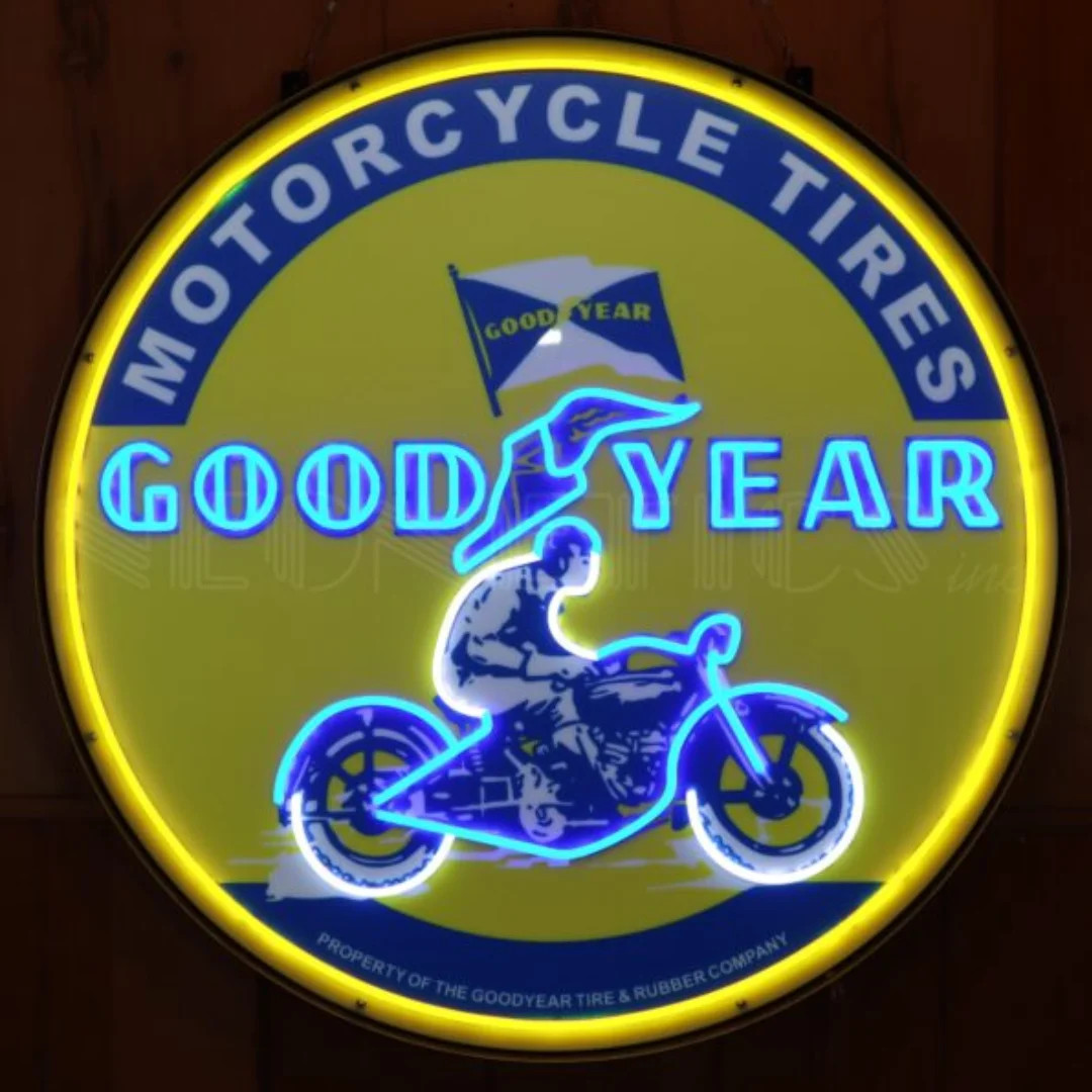Goodyear Motorcycle Neon Sign | Vintage Decor for Your Shop