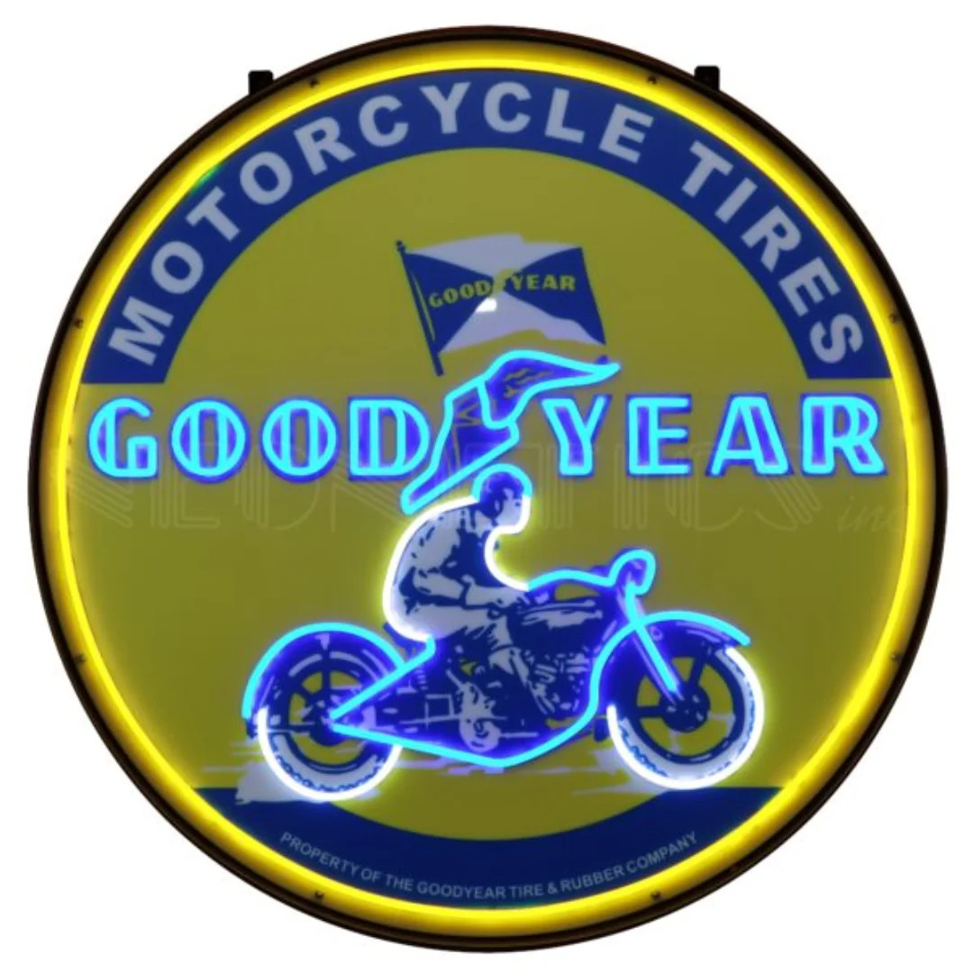Goodyear Motorcycle Neon Sign | Vintage Decor for Your Shop