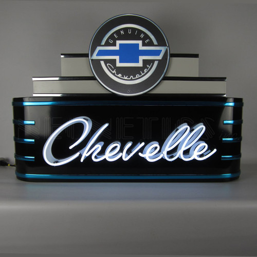 9ADCVL Art Deco Marquee Chevelle Neon Sign In Steel Can JMC Automotive Equipment