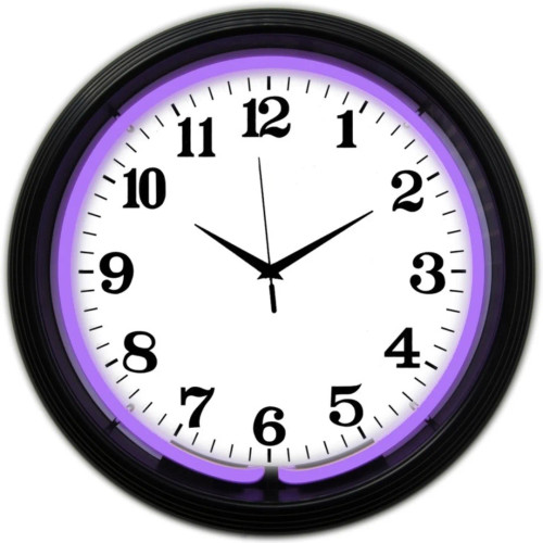 Neonetics 8BANDP Black Rim Purple Neon Clock