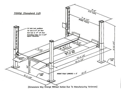 Backyard Buddy 7,000 Lbs Classic Standard Four Post Lift - Backyard Buddy 7,000 Lbs Classic Standard Four Post Lift
