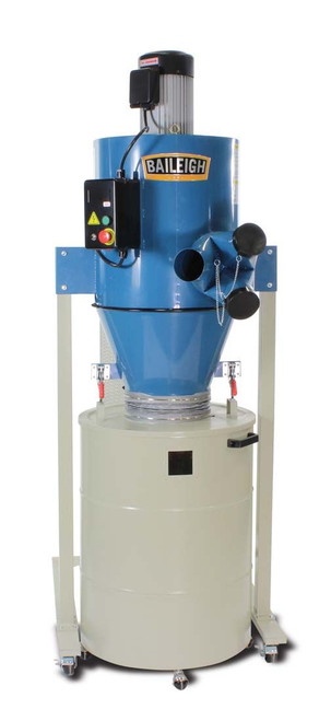 Baileigh DC-2100C 3 hp 220V 1Ph Cyclone Style Dust Collector 2111 CFM 63 Gallon Drum