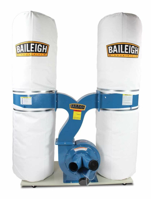 Baileigh DC-2300B 3 hp 220V Single Phase Bag Style Dust Collector 2300 CFM 30 Micron Upper and Lower Bags