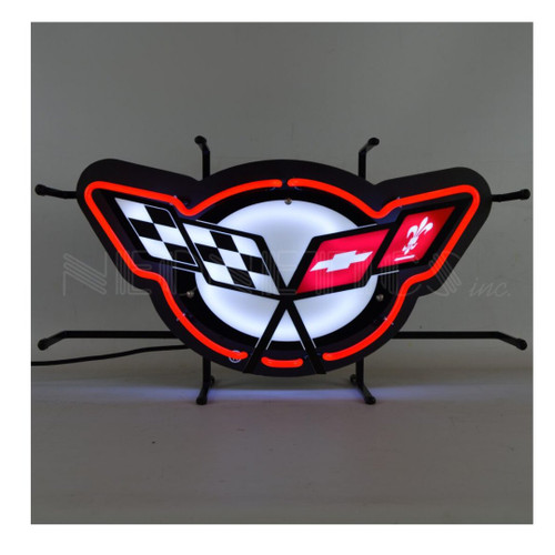 Neonetics 5CRVC5 Corvette C5 Flags Neon Sign With Backing